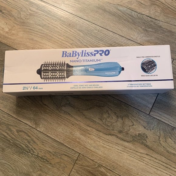 NEW BABYLISSPRO NANO TITANIUM OVAL IONIC HOT AIR BRUSH 2 1/2" - Picture 1 of 10
